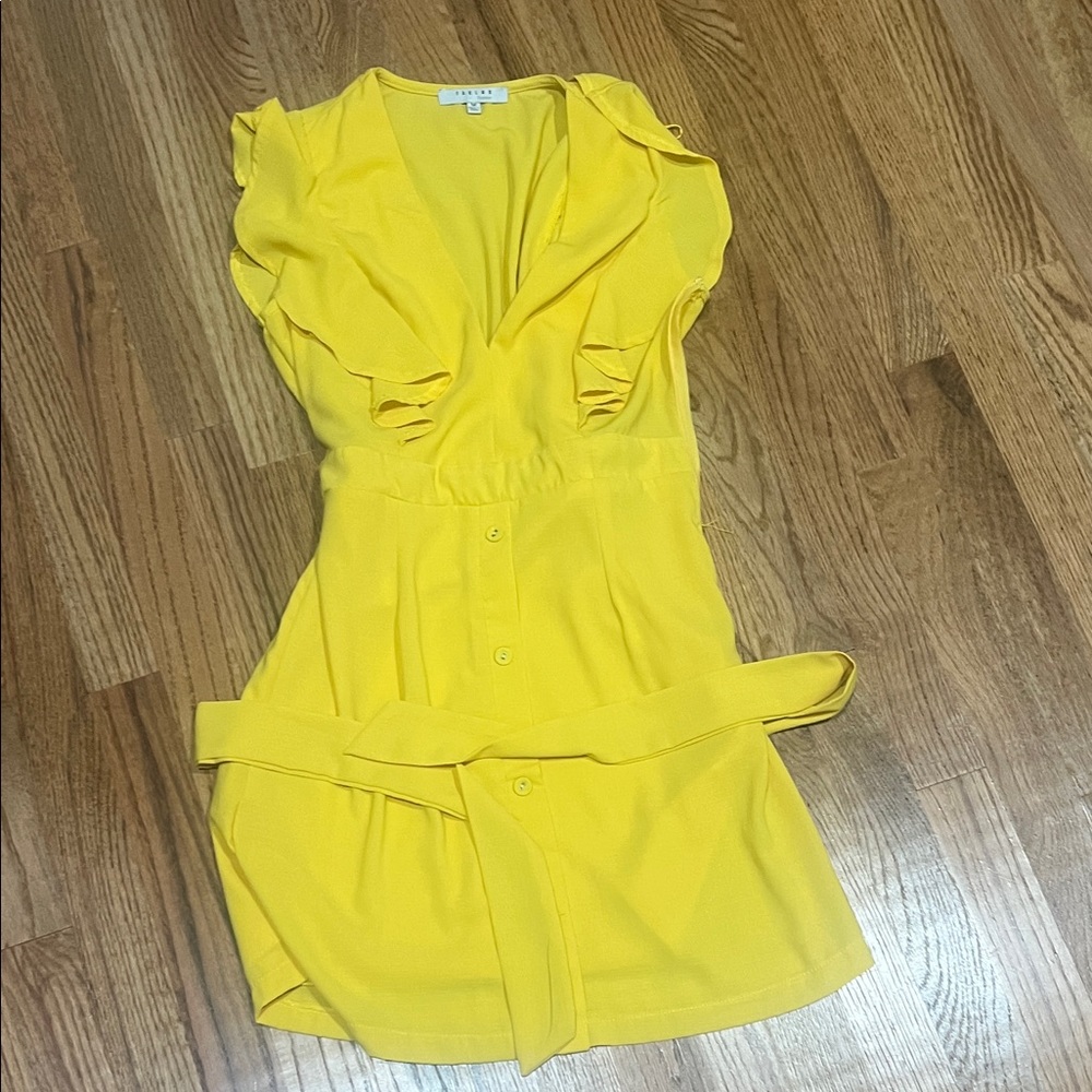 FAVLUX Vibrant Yellow Ruffle Mini Dress - Runs Small
